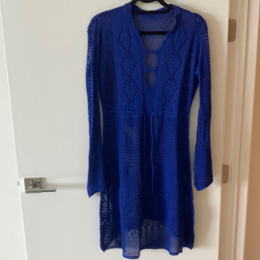 cobalt blue crochet beach dress